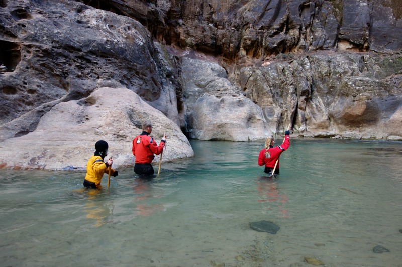 I vand til knæ og talje The narrows hike