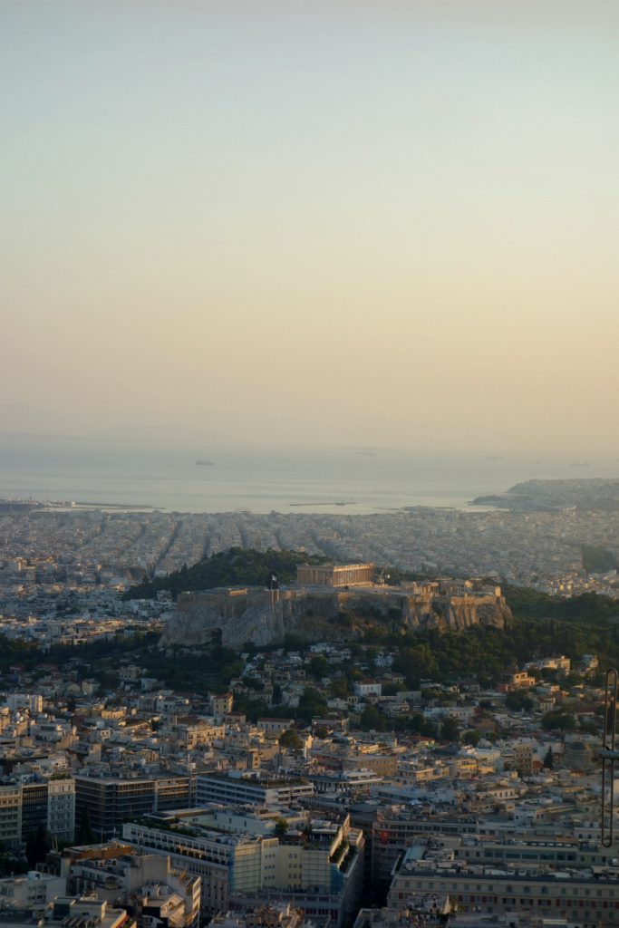Solnedgang over Athen