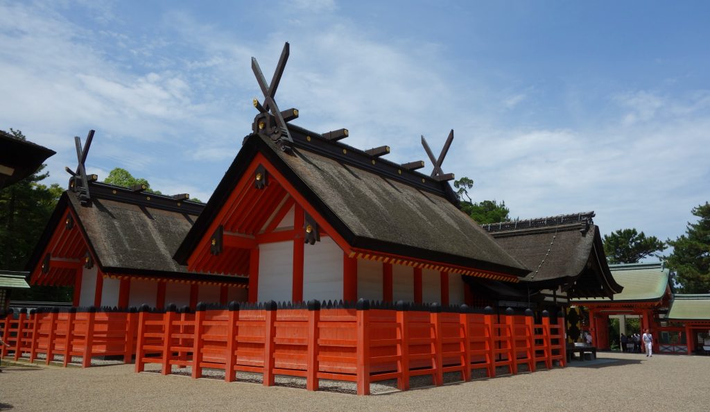 Det smukke tempel Sumiyoshi Taisha Shrine