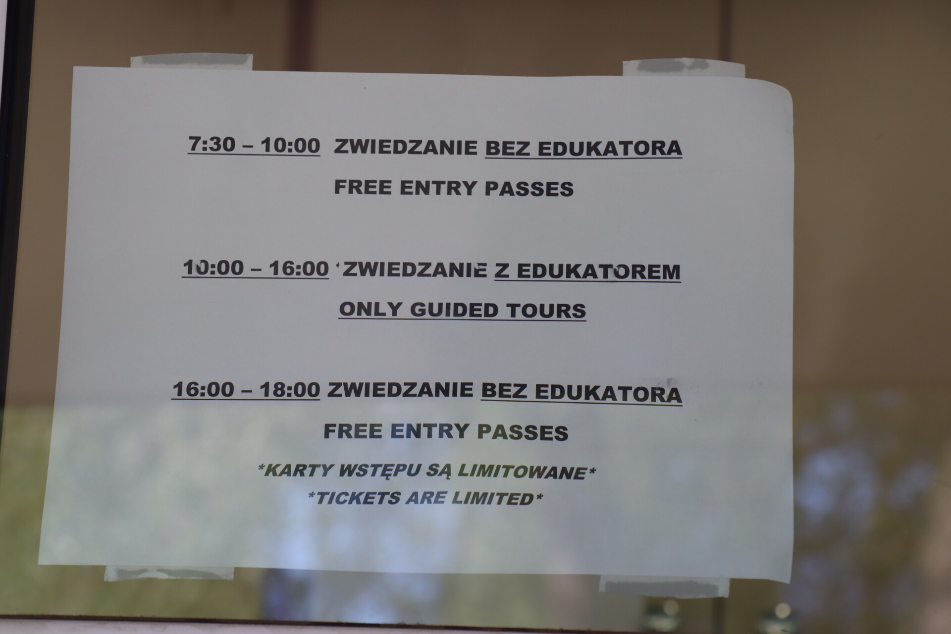 Entry hours