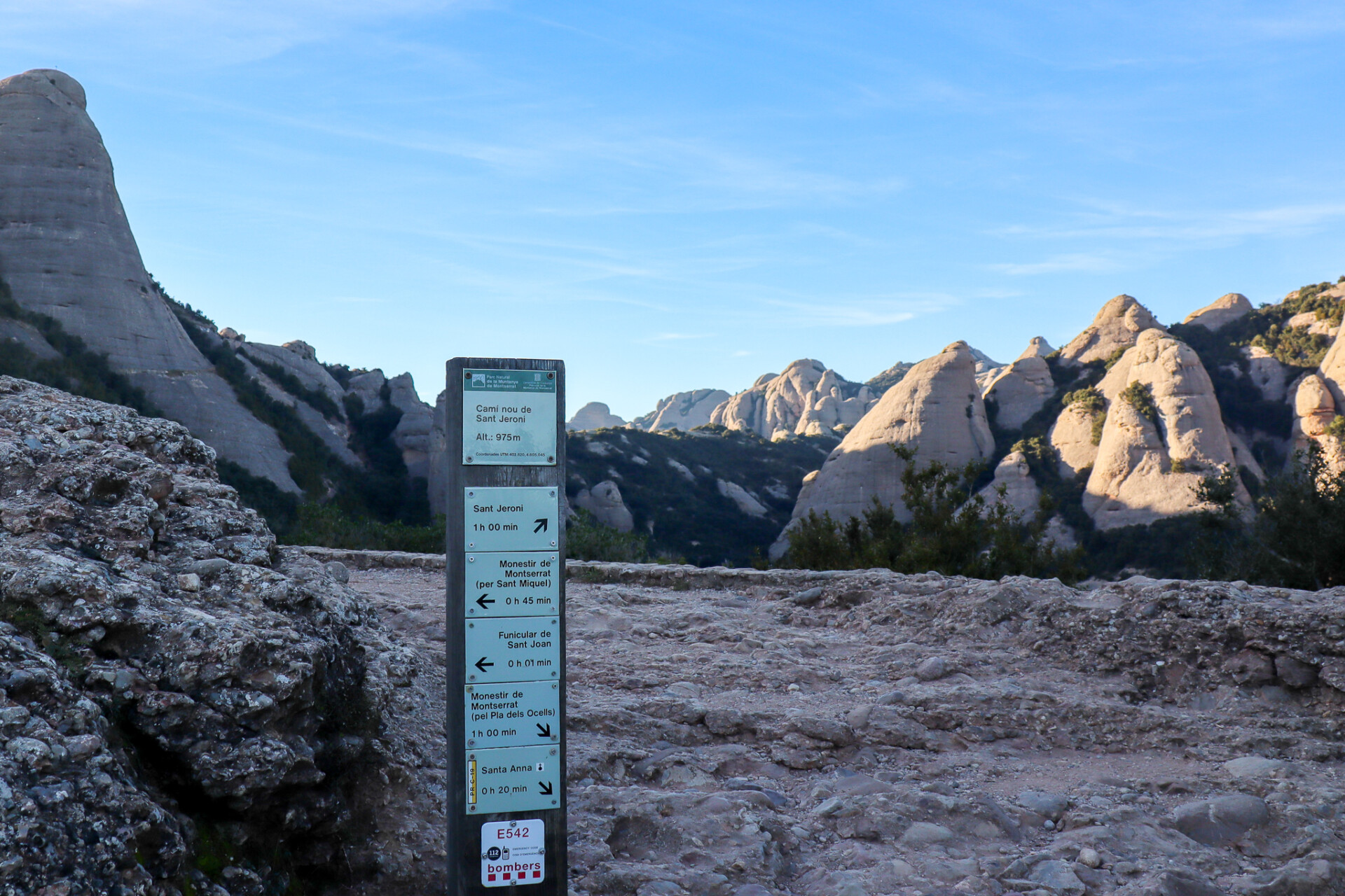 Skilte fra Montserrat til Sant Jeroni