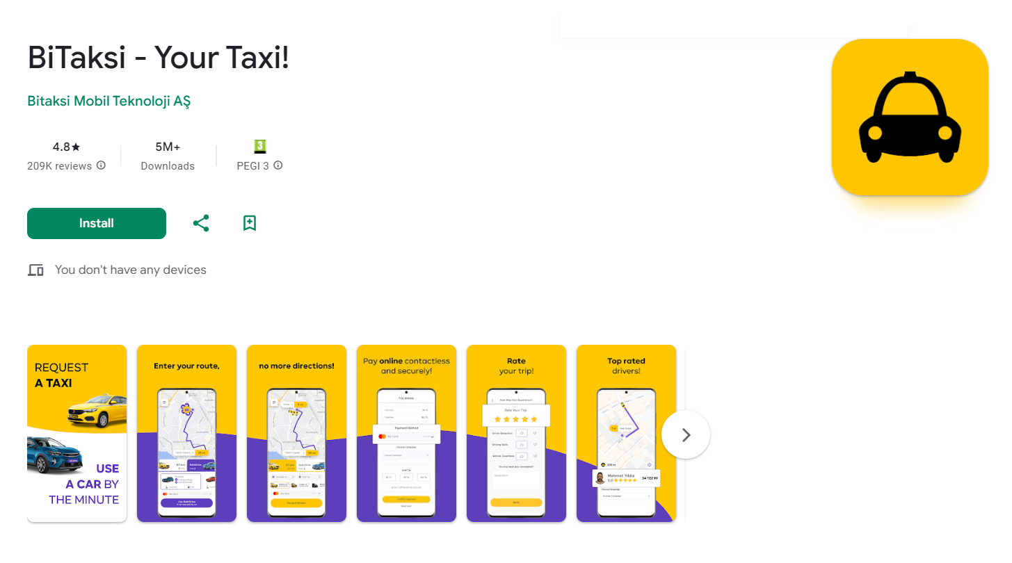 bitaksi taxi i istanbul